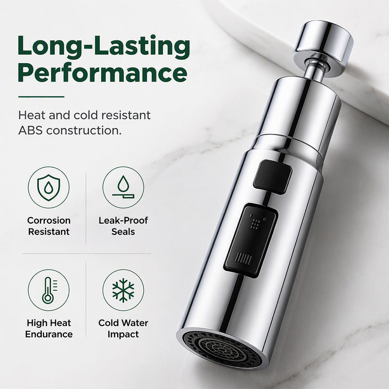 SwivelFlow – Universal 720° Rotating Kitchen Faucet Nozzle & Sink Extender
