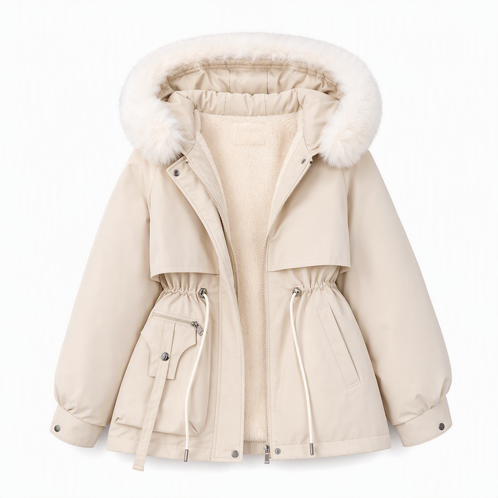 🧥 FrostHaven – Women's Fleece-Lined Winter Parka with Faux Fur Hood