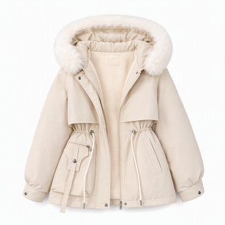 🧥 FrostHaven – Women's Fleece-Lined Winter Parka with Faux Fur Hood