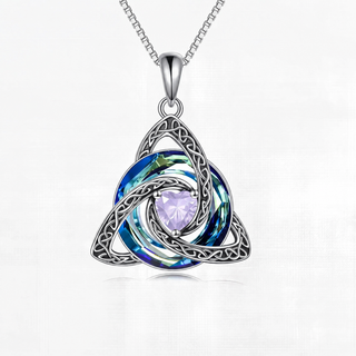 TrinityHeart – Celtic Birthstone Trinity Knot Necklace, a Symbol of Faith, Love & Forever