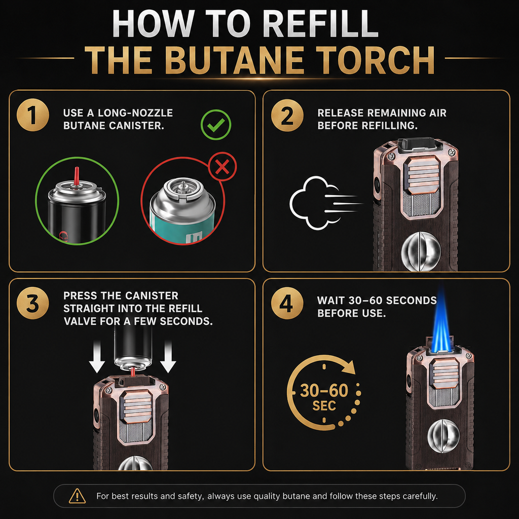 TriFlame – Vintage-Inspired Refillable Triple Torch Lighter with Built-In Tools
