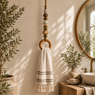 BeadNook – Boho Beaded Rope Towel Hanger for Bathroom & Kitchen
