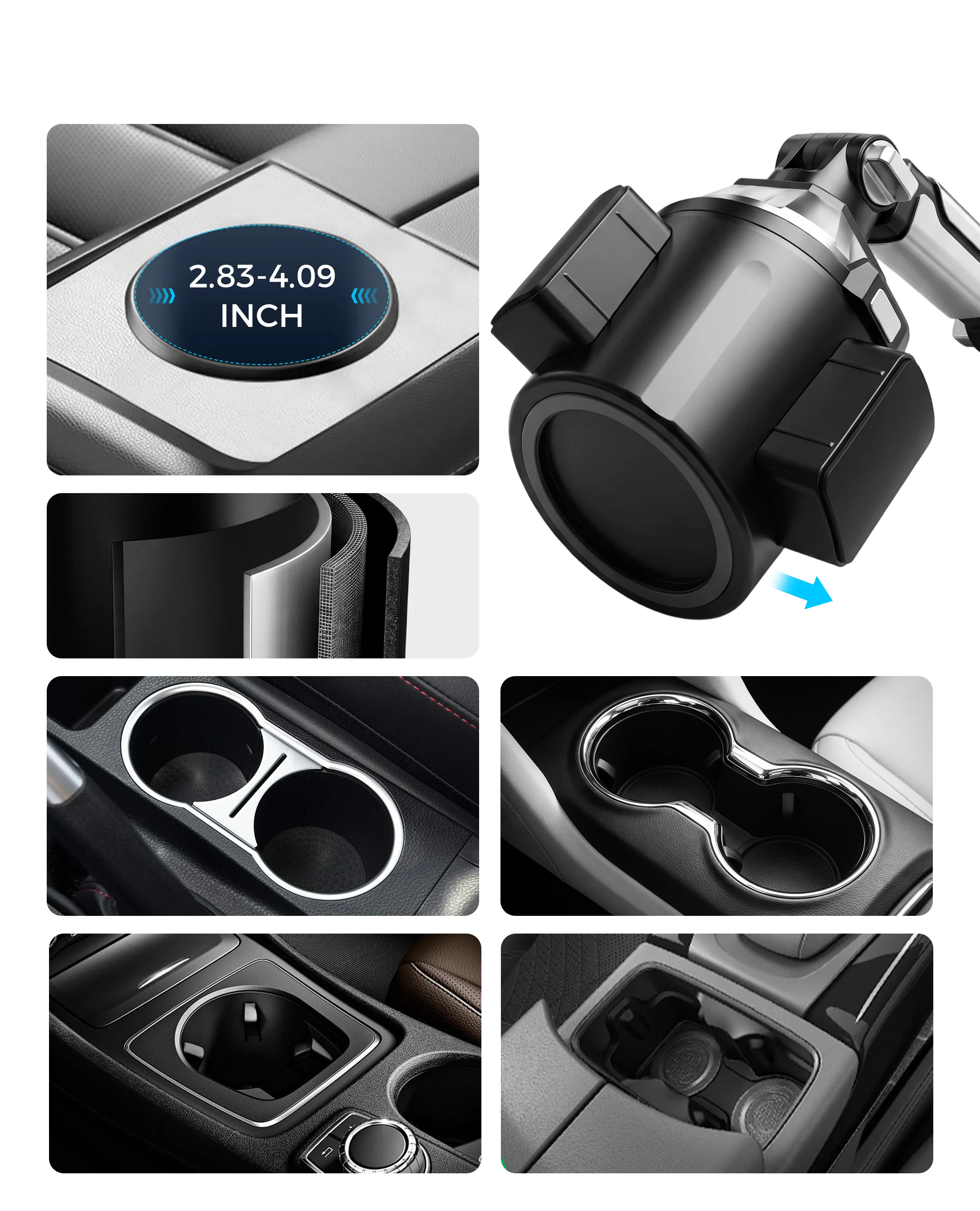 CupPerch – Adjustable Cup Holder Phone & Tablet Car Mount with 360° Rotation