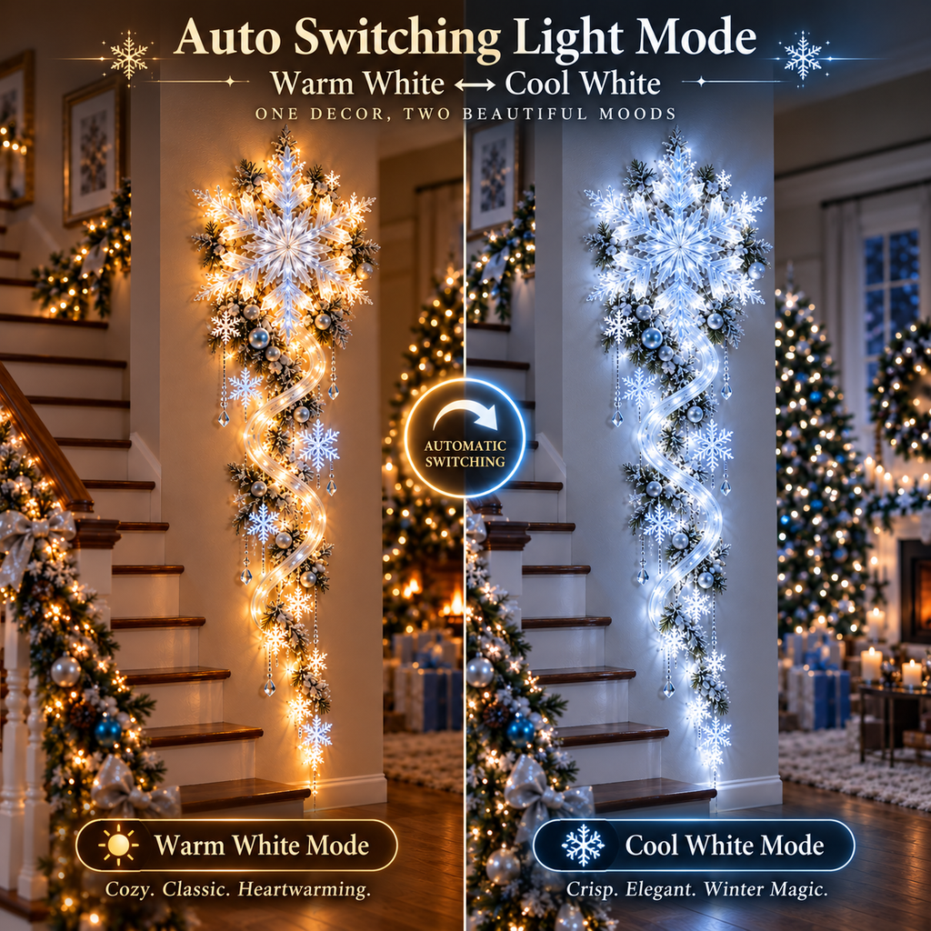 FrostCascade – 🔥🔥❄️ Giant Snowflake Blizzard Trail Christmas Wall Light