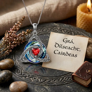 TrinityHeart – Celtic Birthstone Trinity Knot Necklace, a Symbol of Faith, Love & Forever