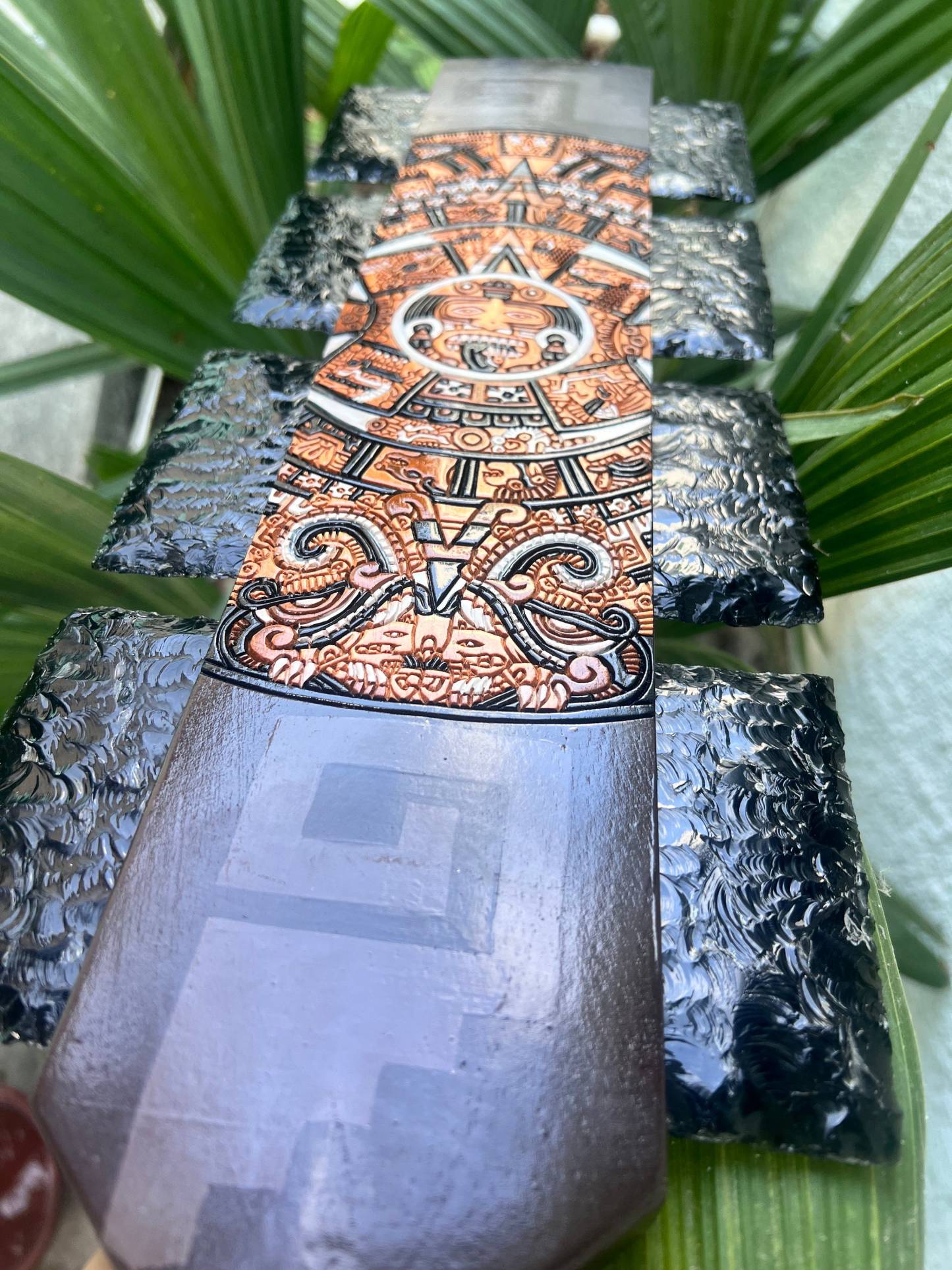 Aztec Obsidian Wood Totem