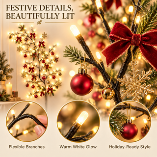 GlowBough – ✨ Flexible Warm White LED Branch Lights for Christmas Wall Decor