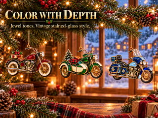 ✨ MotoGlow – 2026 Vintage Motorcycle Christmas Ornaments
