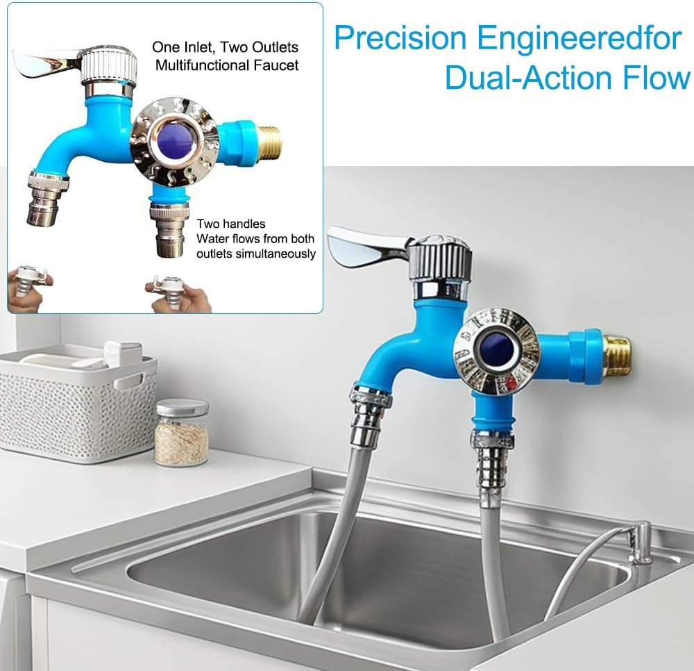 💧 TwinTap – Dual-Outlet Faucet with Two Independent Water Connections for Laundry, Garden & Everyday Cleaning