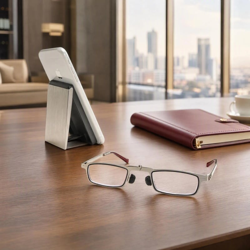 PocketSight – Foldable Blue-Light Reading Glasses with Magnetic Phone Case & Stand