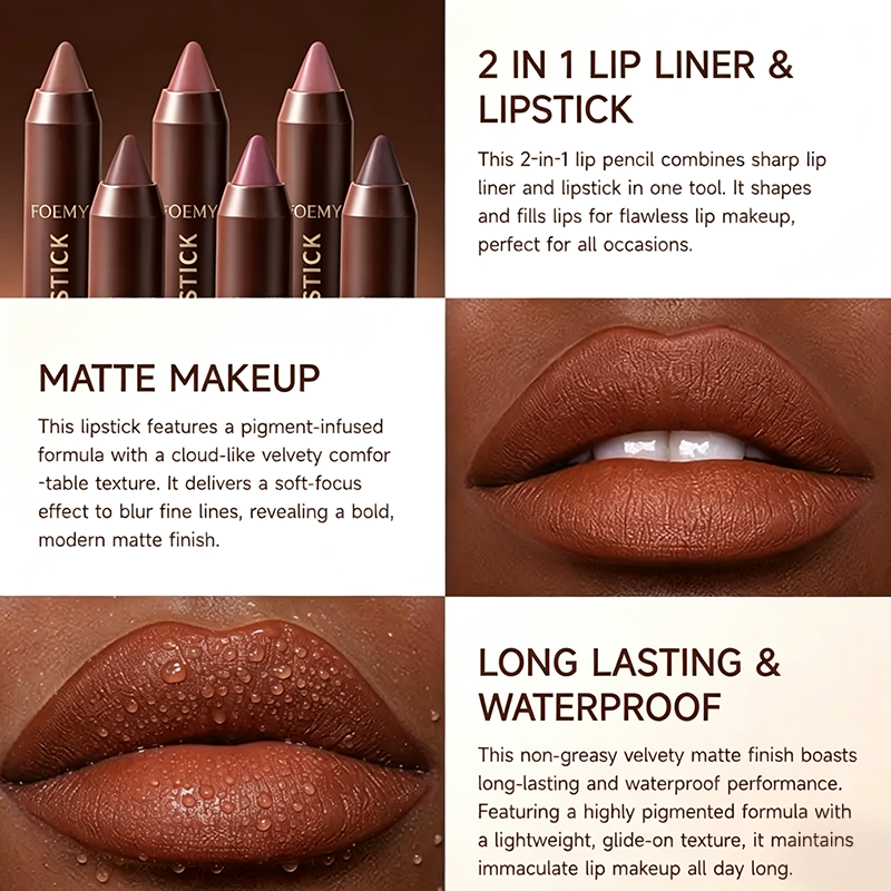 CocoaGlide – Matte Brown 2-in-1 Waterproof Lipstick💄