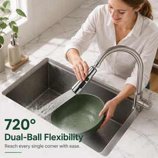 SwivelFlow – Universal 720° Rotating Kitchen Faucet Nozzle & Sink Extender