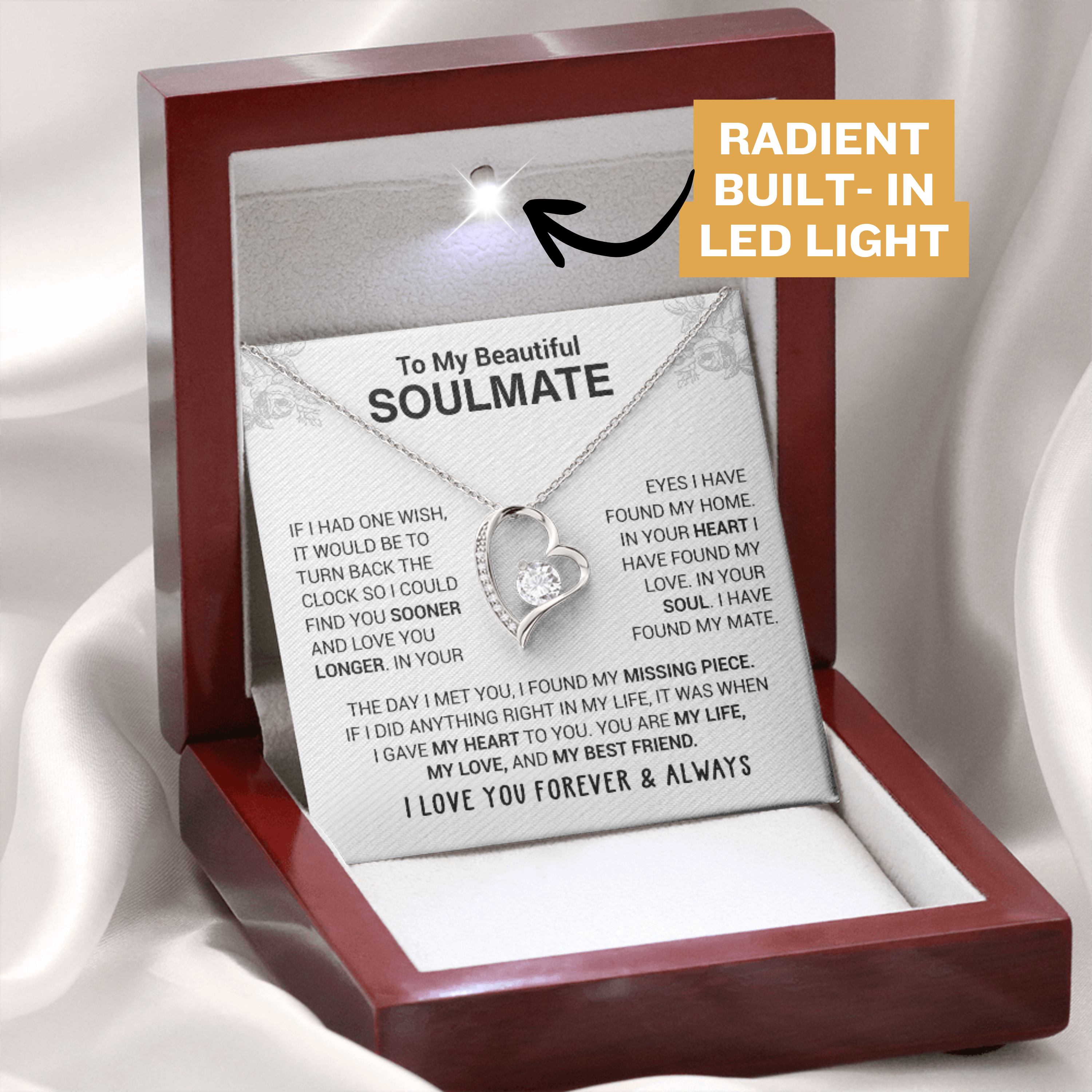 SoulmateGlow – To My Beautiful Soulmate Heart Necklace with LED Gift Box