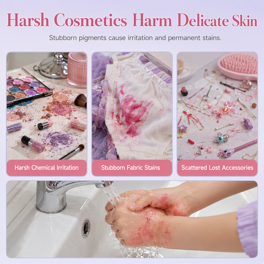 PrincessGlow – Washable Kids' Makeup Set with Revolving Trays & Portable Case 🎀