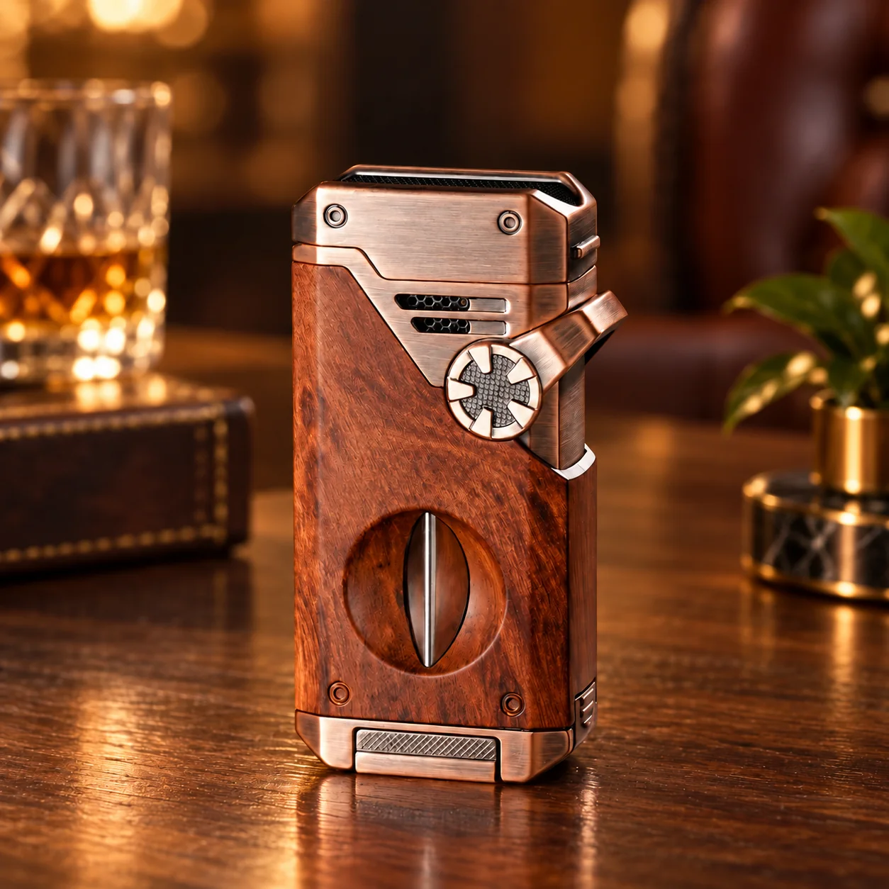 TriFlame – Vintage-Inspired Refillable Triple Torch Lighter with Built-In Tools