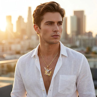 SeraphShield – 💥 Tri-Tone Guardian Angel Pendant Necklace