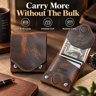🎁PatinaFold – Vintage Handmade Leather Wallet With Business Card Holder