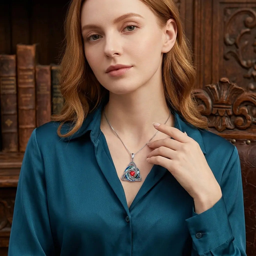TrinityHeart – Celtic Birthstone Trinity Knot Necklace, a Symbol of Faith, Love & Forever
