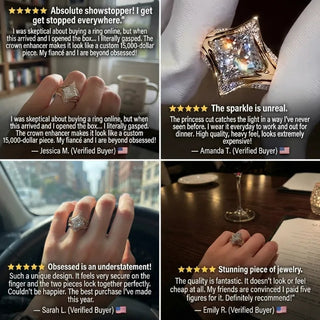CrownLustre – 🔥 Princess-Cut Moissanite Ring Set 🔥