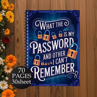 1pc funny password notebook spiral bound with lock icons funny security phrases dark blue cover password organizer for home     themed journal ideal tech gift for   enthusiasts   book office organization   binding office workers Product details 1
