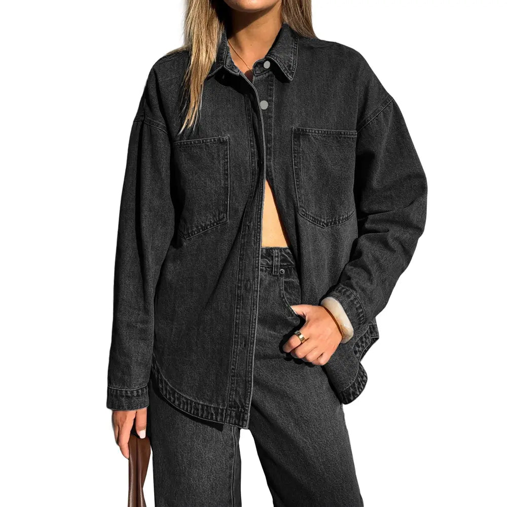 DenimDrift – Women's Oversized Denim Shirt Jacket for Casual Streetwear