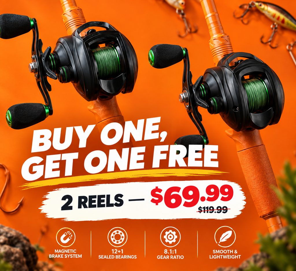 CastClean – Anti-Backlash Magnetic-Brake Baitcasting Reel, Buy One Get One Free