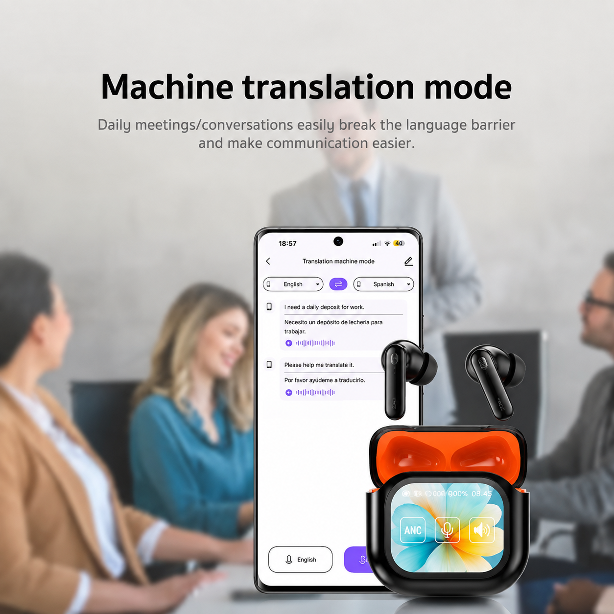 LinguaLink – Bluetooth Wireless Noise-Canceling Translation Earbuds