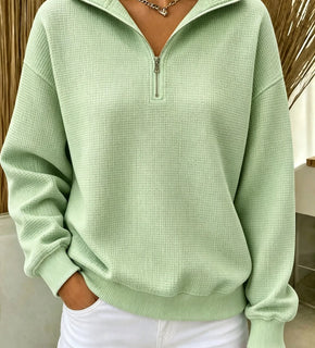CozyWaffle – 🔥 Women's Waffle Knit Quarter-Zip Sweatshirt