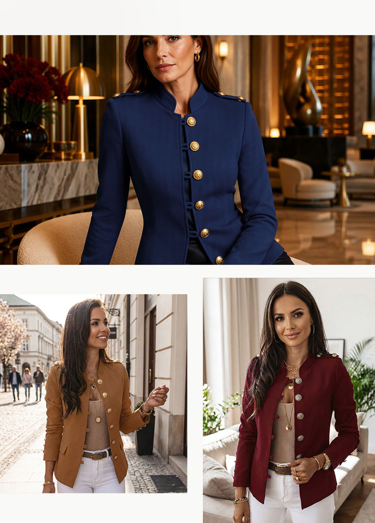 👔RegalBlaze – Women's Elegant Slim Fit Blazer with Gold Buttons