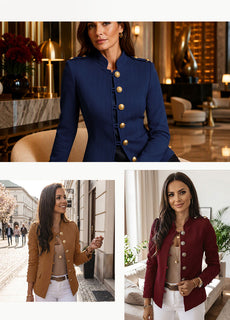 👔RegalBlaze – Women's Elegant Slim Fit Blazer with Gold Buttons