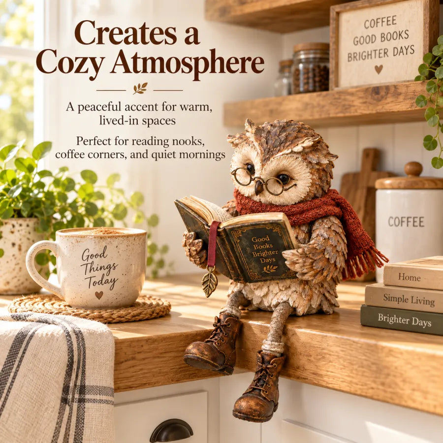 🦉 BookOwl – Reading Owl Figurine with Glasses, Book & Boots