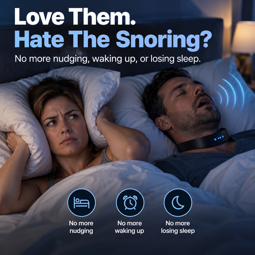 🌙 SnoreHush – Wearable Anti-Snoring Neck Device for Better Sleep for Both of You