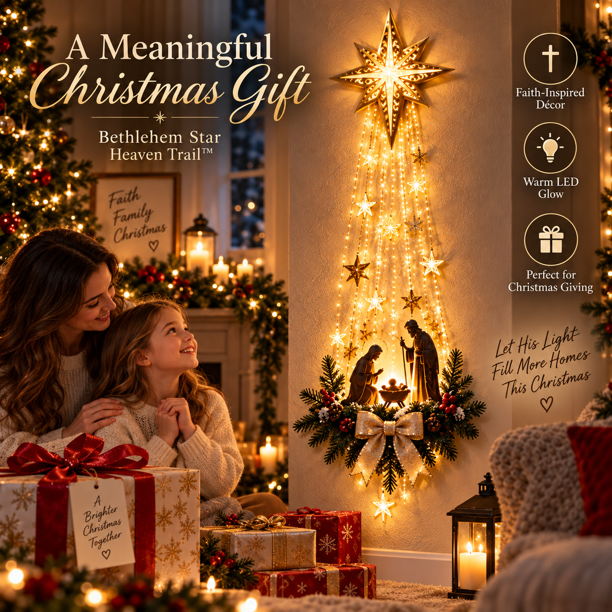 FaithGlow – ✨✨✝️ Bethlehem Star Lighted Nativity Wall Decor