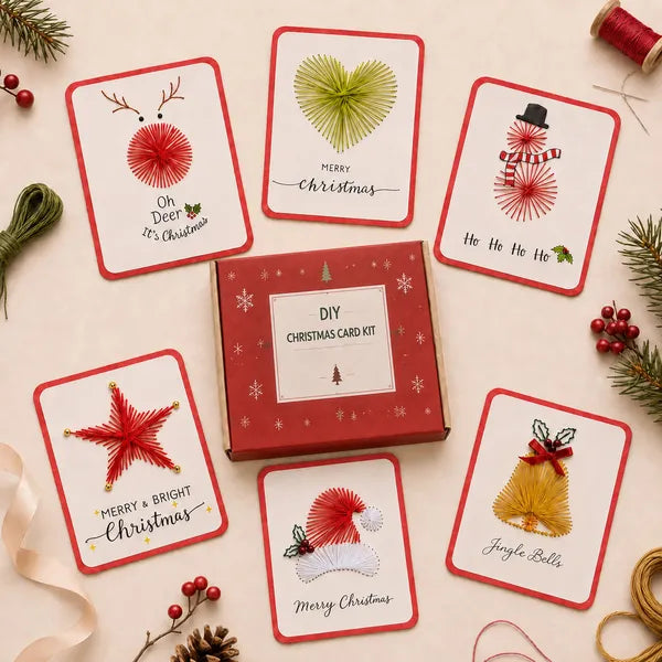 🎄 MerryStitch – Christmas Thread Card DIY Kit (6 pcs)