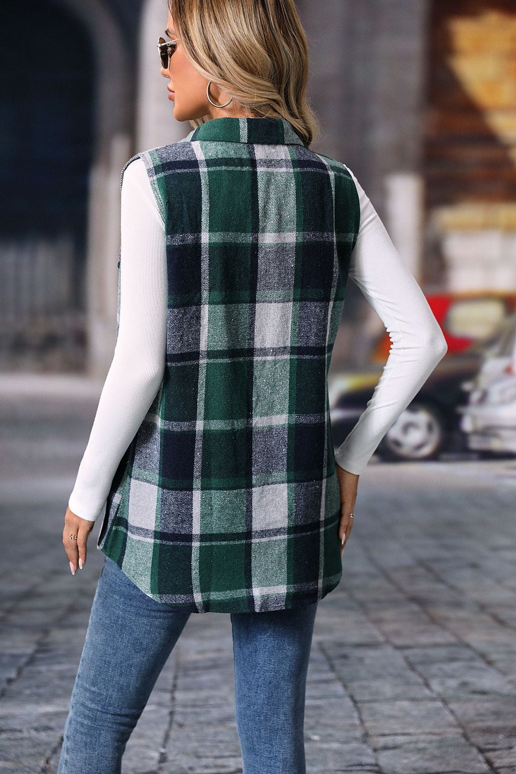 ☁️🍂 PlaidHaven – Women's Button-Down Plaid Vest
