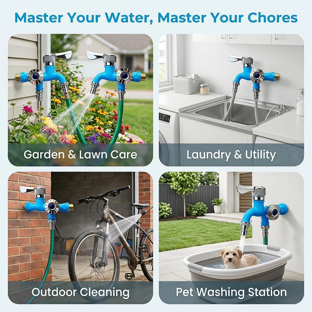 💧 TwinTap – Dual-Outlet Faucet with Two Independent Water Connections for Laundry, Garden & Everyday Cleaning