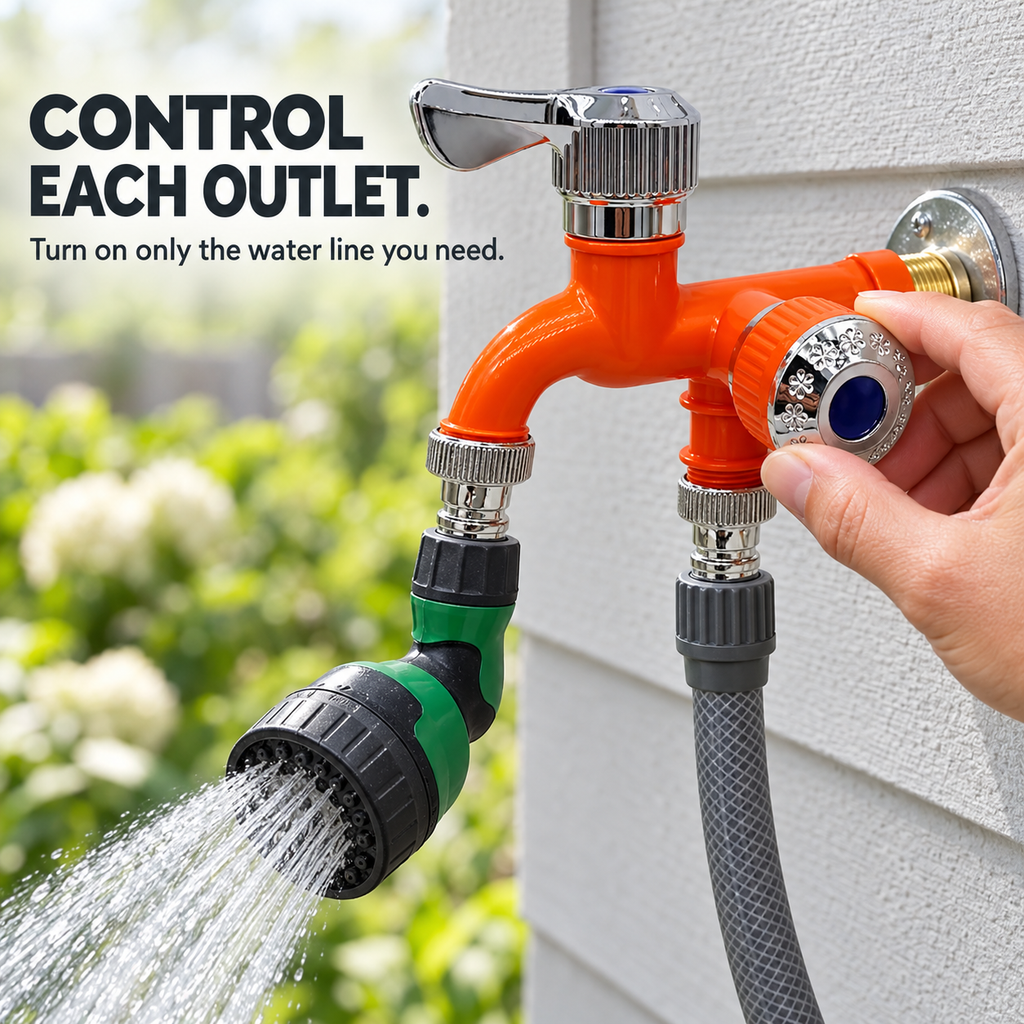 💧 TwinTap – Dual-Outlet Faucet with Two Independent Water Connections for Laundry, Garden & Everyday Cleaning