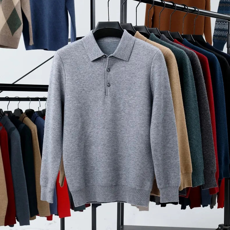 🎁KnitCrest – Men's Autumn & Winter Business Knitted Polo Sweater