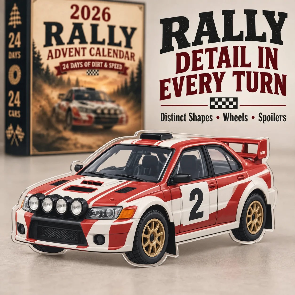🏎️ RallyReveal – 2026 Flat Acrylic Rally Racing Advent Calendar