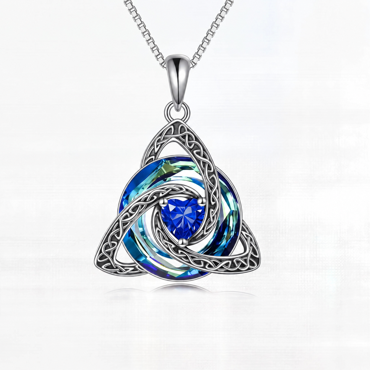 TrinityHeart – Celtic Birthstone Trinity Knot Necklace, a Symbol of Faith, Love & Forever