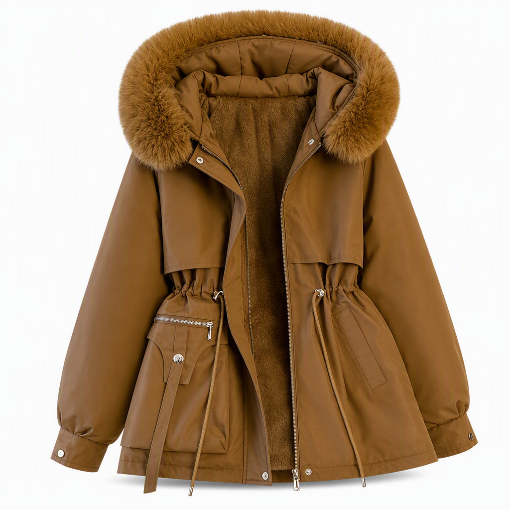 🧥 FrostHaven – Women's Fleece-Lined Winter Parka with Faux Fur Hood