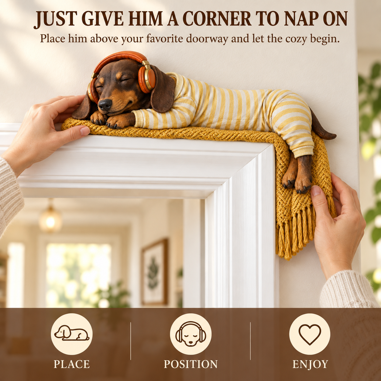 DoxieDoze – Sleeping Dachshund Door Topper