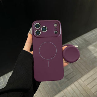 GripSnap – Magnetic Stand Silicone Phone Case with AI Capture Button for iPhone 12–18 Pro Max