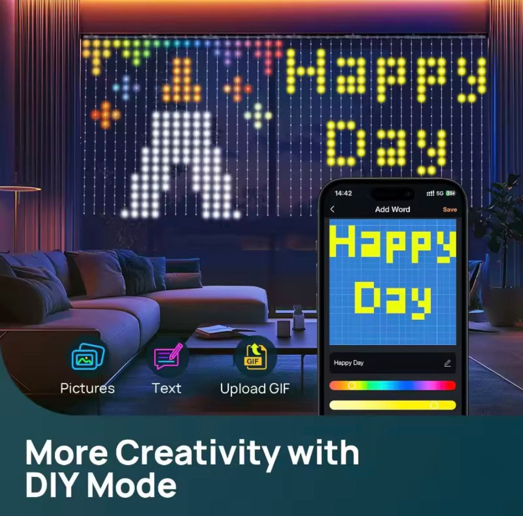 🎄 GlowCanvas – Smart DIY Programmable Curtain String Lights