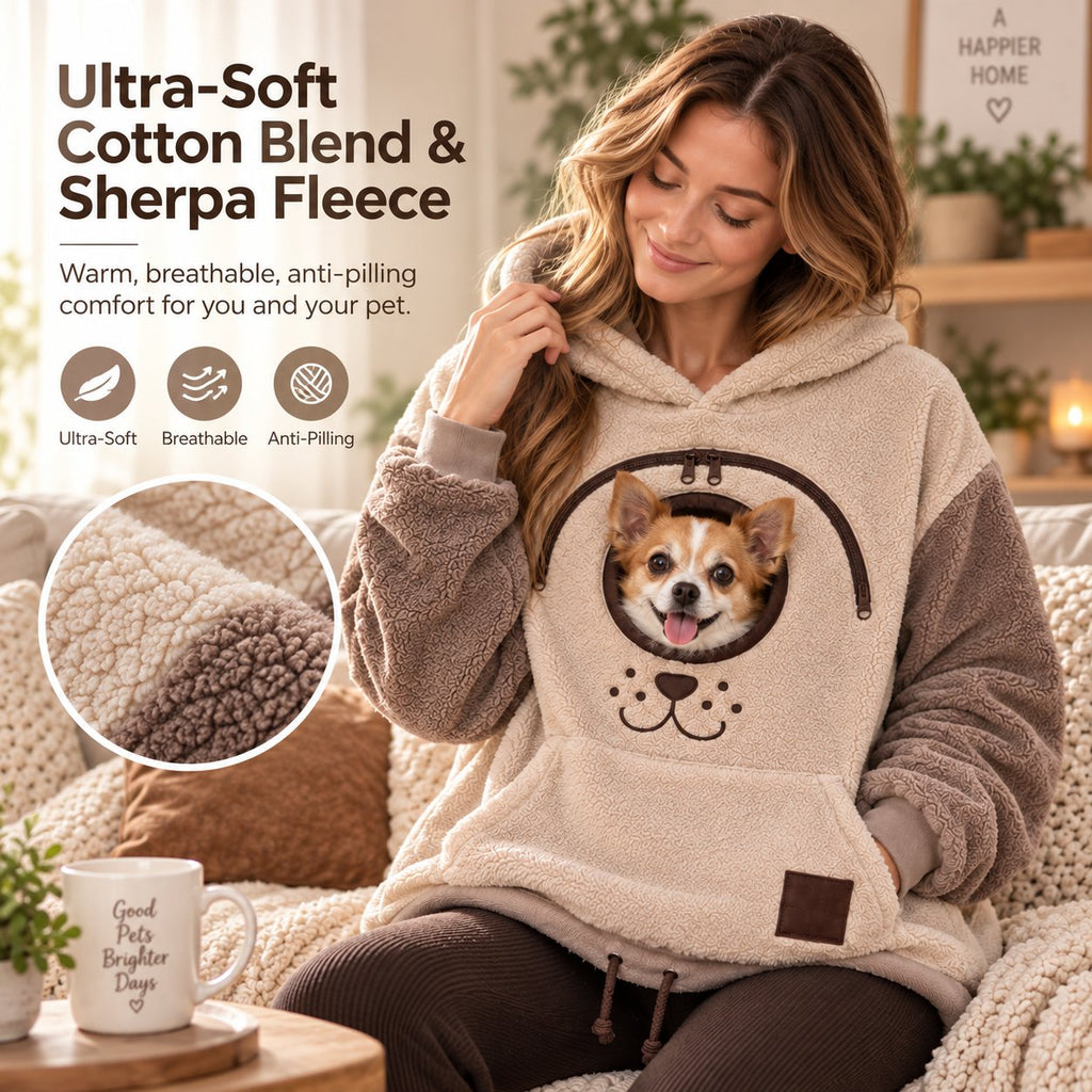🐾 CuddlePouch – Cozy Pet Carrier Hoodie, Soft Fleece Cuddle Pouch Sweatshirt for Cats & Small Dogs