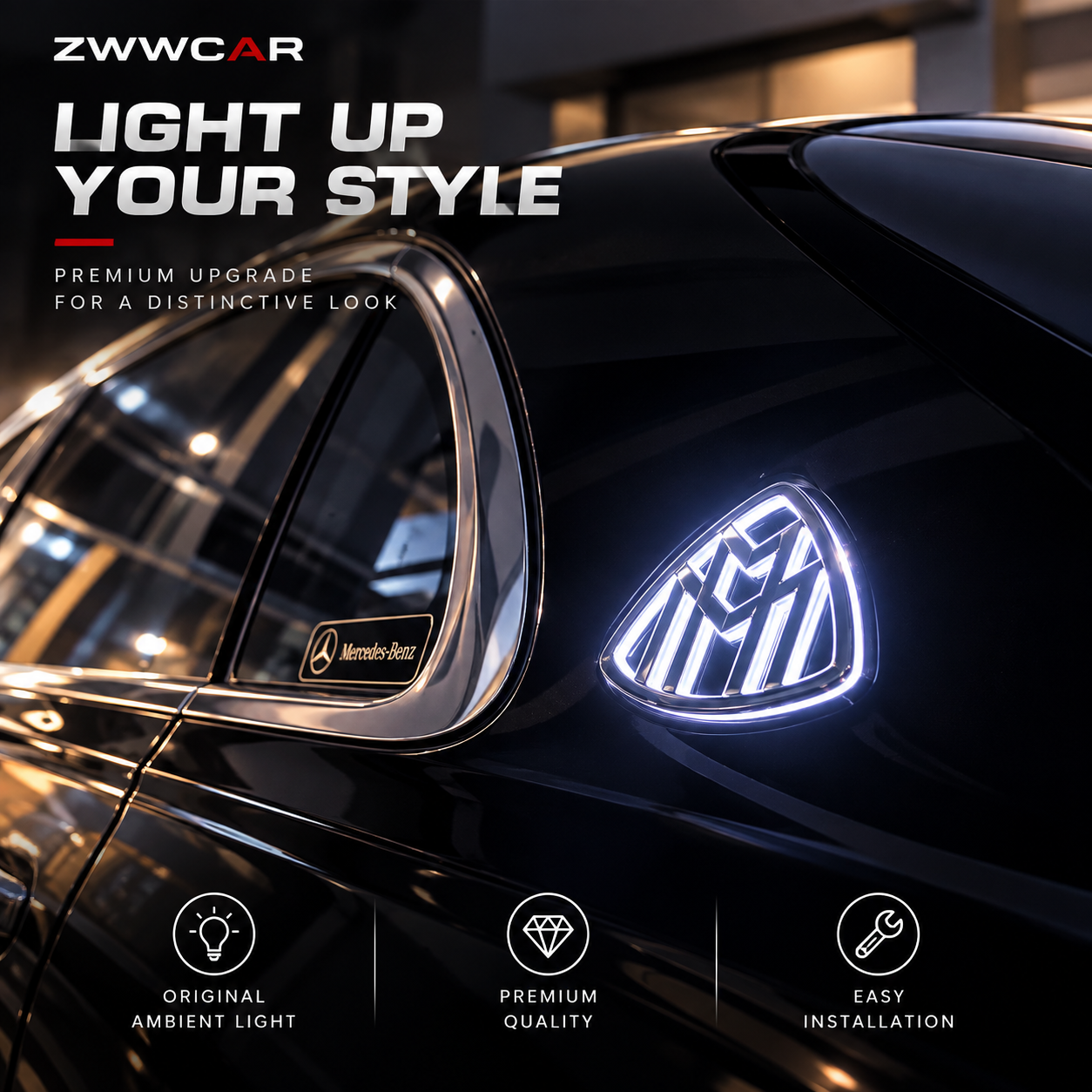 StarGlow – Illuminated LED Emblem Replacement for Mercedes-Benz