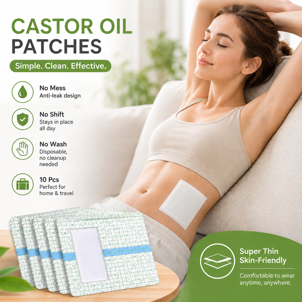 CastorEase – No-Mess Disposable Castor Oil Pack Wraps for Body Care