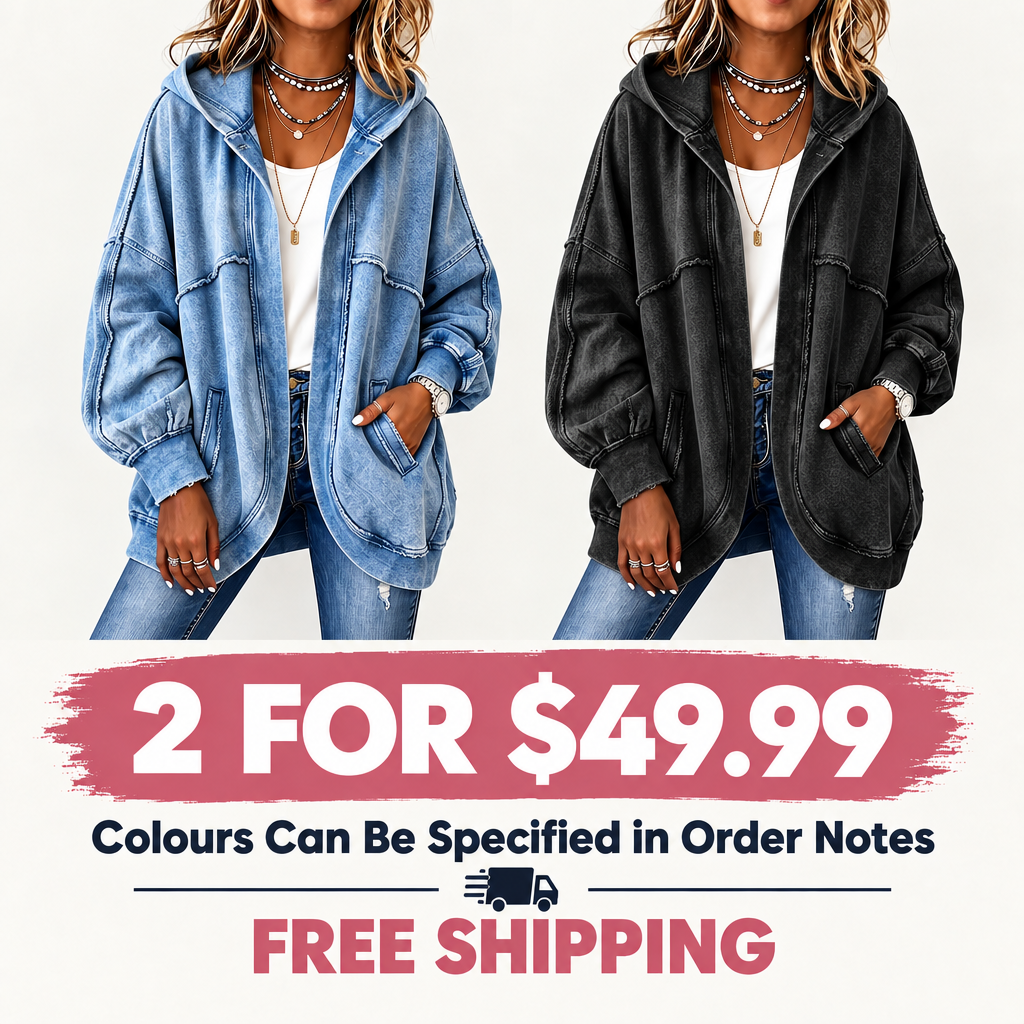 FadeHaven – 🎁🎉 Cozy Vintage-Washed Hooded Sweatshirt Jacket