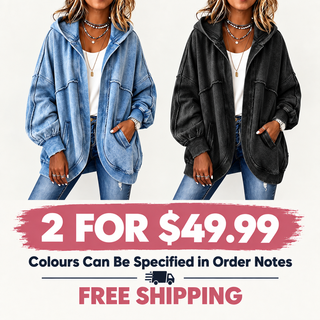 FadeHaven – 🎁🎉 Cozy Vintage-Washed Hooded Sweatshirt Jacket