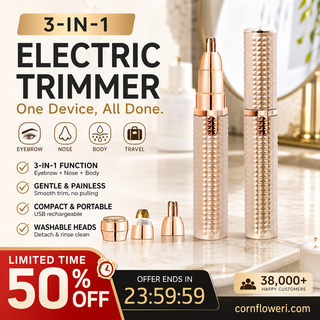 BrowGlide – ✂️🔥 Portable Electric Eyebrow Trimmer with Interchangeable Heads 🪒